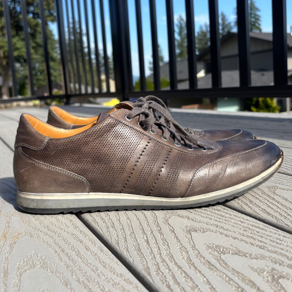 Magnanni Merino Sneakers Men's 12 M Gray Leather Casual Lace Up Shoes
